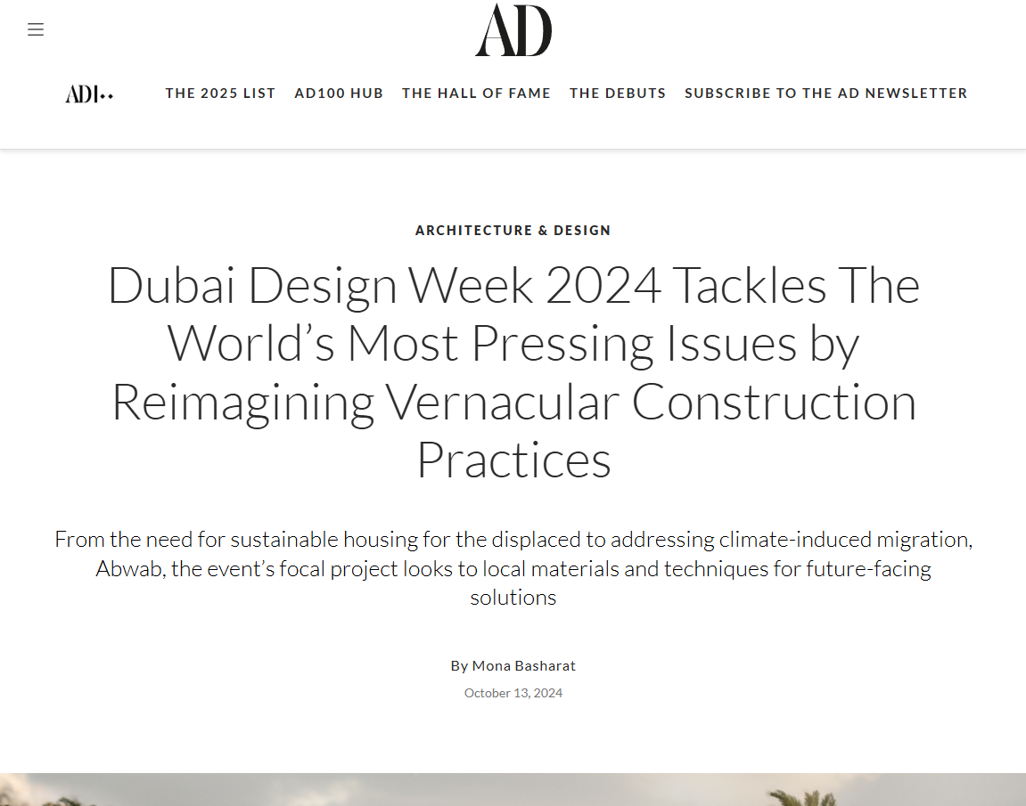 Dubai Design Week 2024 Tackles The World’s Most Pressing Issues by Reimagining Vernacular Construction Practices